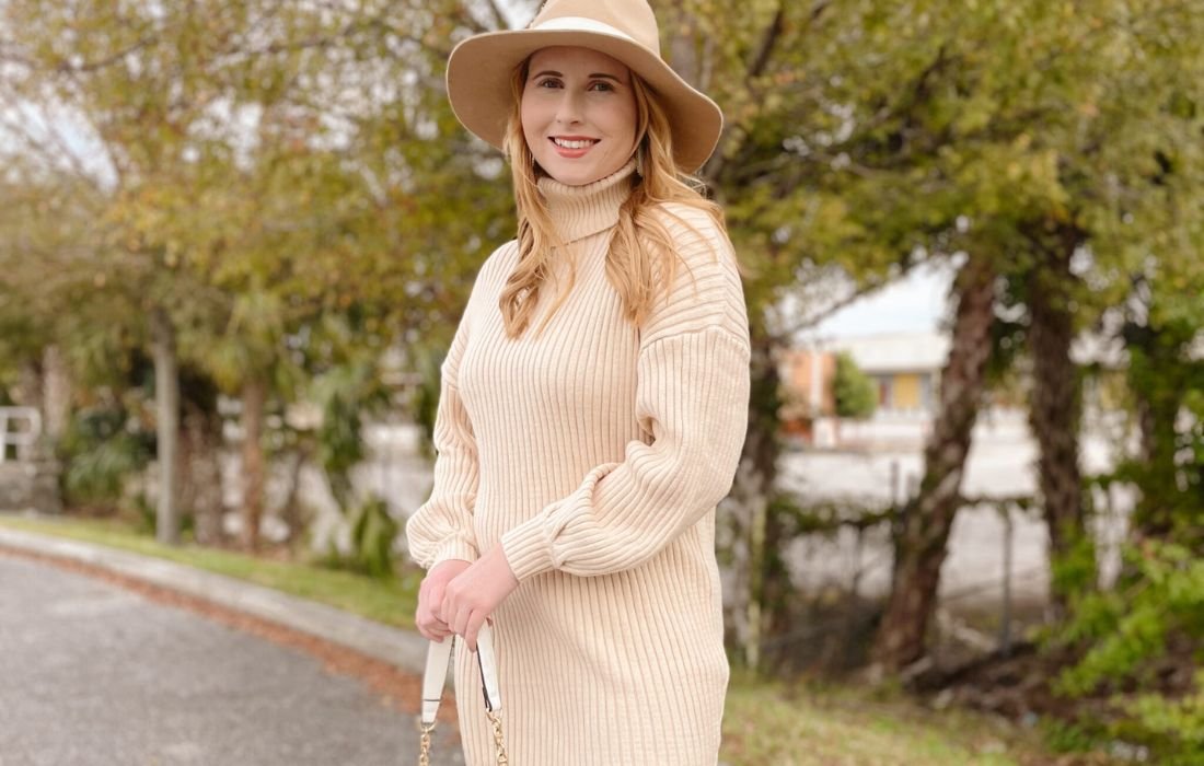 sweater dress and boots